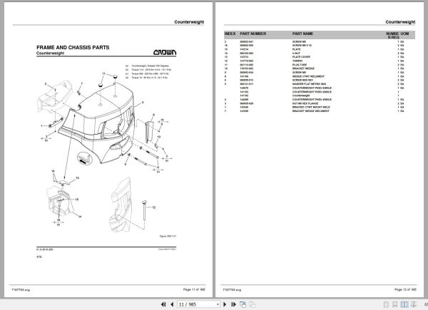 Crown Forklift C 5 Pneumatic Engine 4024AN10 Parts Manual 2