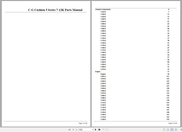 Crown Forklift C G Cushion 5 Series 7 12K Parts Manual 1