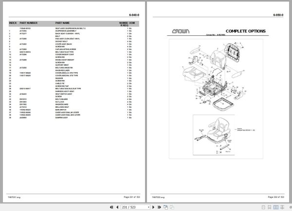 Crown Forklift C G Cushion 5 Series 7 12K Parts Manual 2