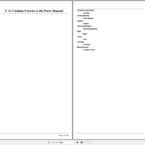 Crown Forklift C G Cushion 9 Series 3 4K Parts Manual 1
