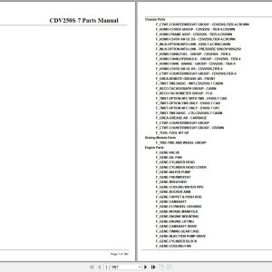 Crown Forklift CDV250S 7 Parts Manual 1