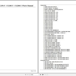 Crown Forklift CG15S 5 CG18S 5 CG20SC 5 Parts Manual 1