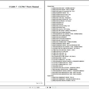Crown Forklift CG60S 7 CG70S 7 Parts Manual 1