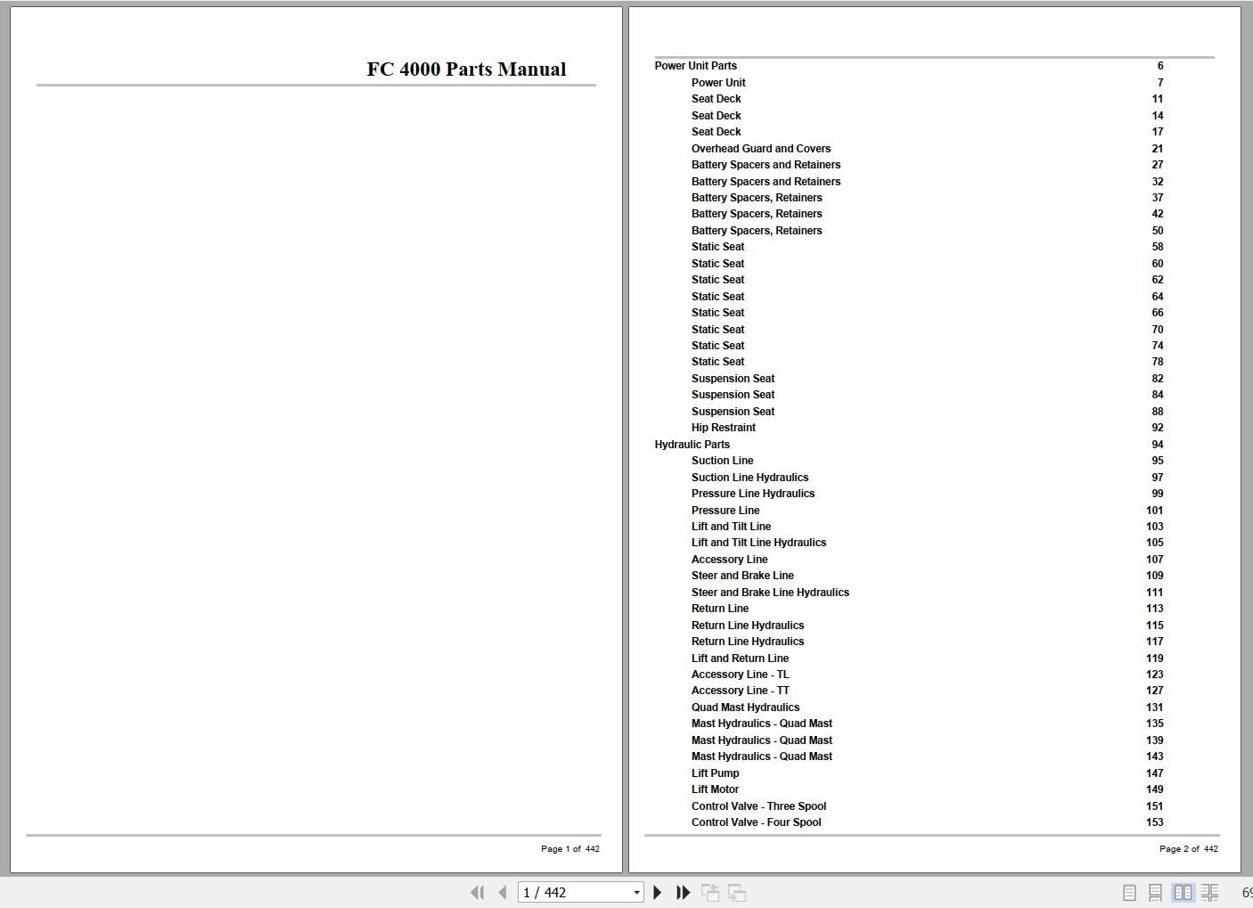 Crown Forklift FC4000 Parts Manual 1