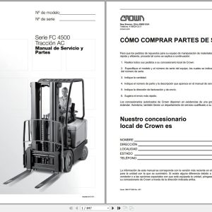 Crown Forklift FC4500 Series Service and Parts Manual ES 1