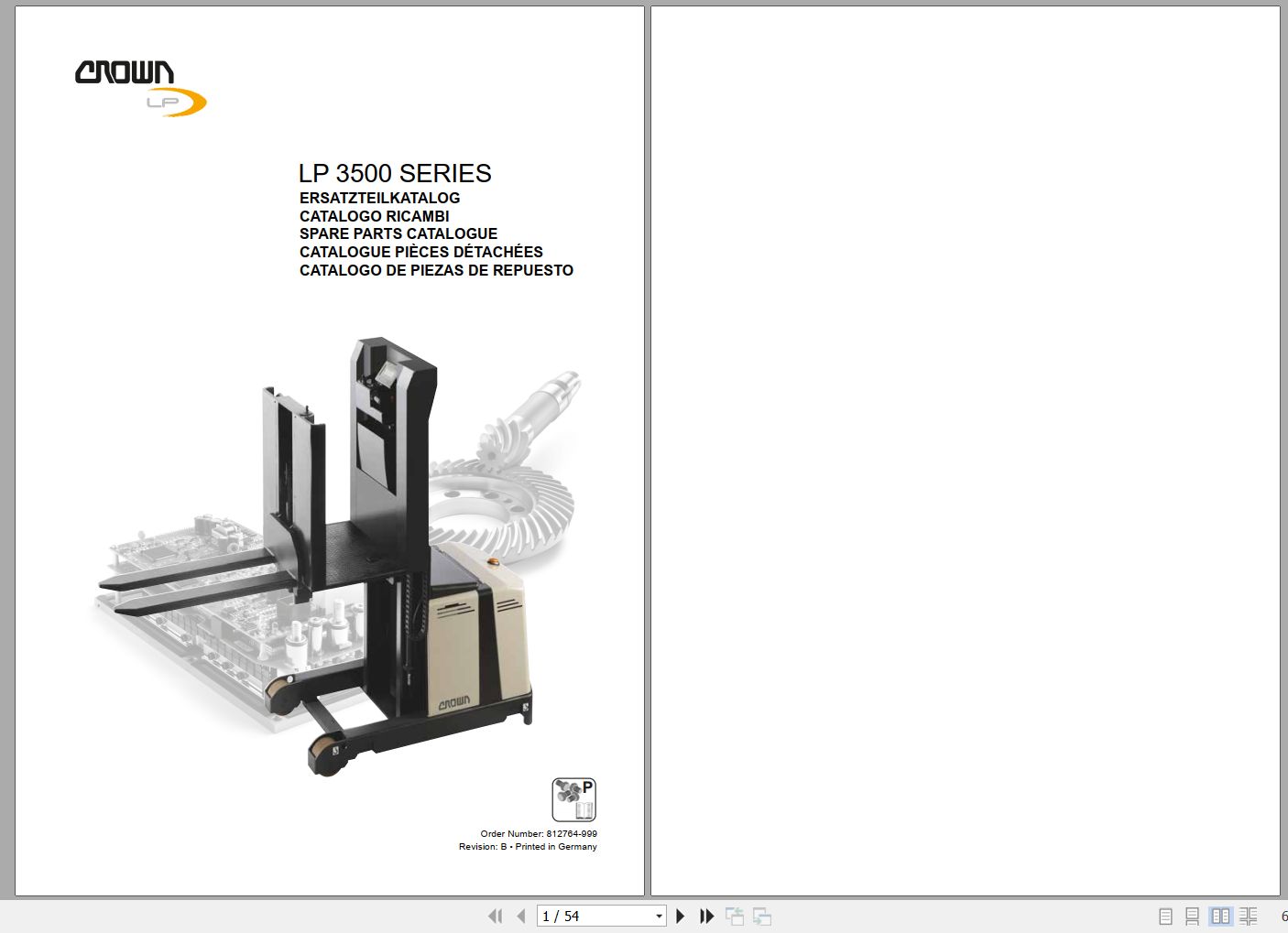 Crown Forklift LP3500 Series Parts Manual 1
