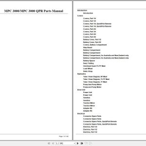 Crown Forklift MPC3000 MPC3000QPR Parts Manual 1
