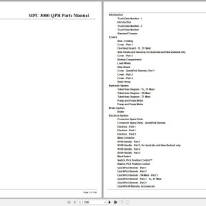 Crown Forklift MPC3000 QPR Parts Manual 1