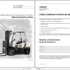 Crown Forklift Pneumatic Internal Combustion Series Service and Parts Manual ES 1