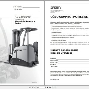 Crown Forklift RC5500 Series Service and Parts Manual ES 1