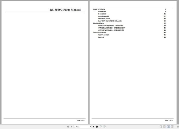 Crown Forklift RC5500C Parts Manual 1