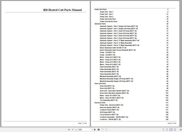 Crown Forklift RD Heated Cab Parts Manual 1