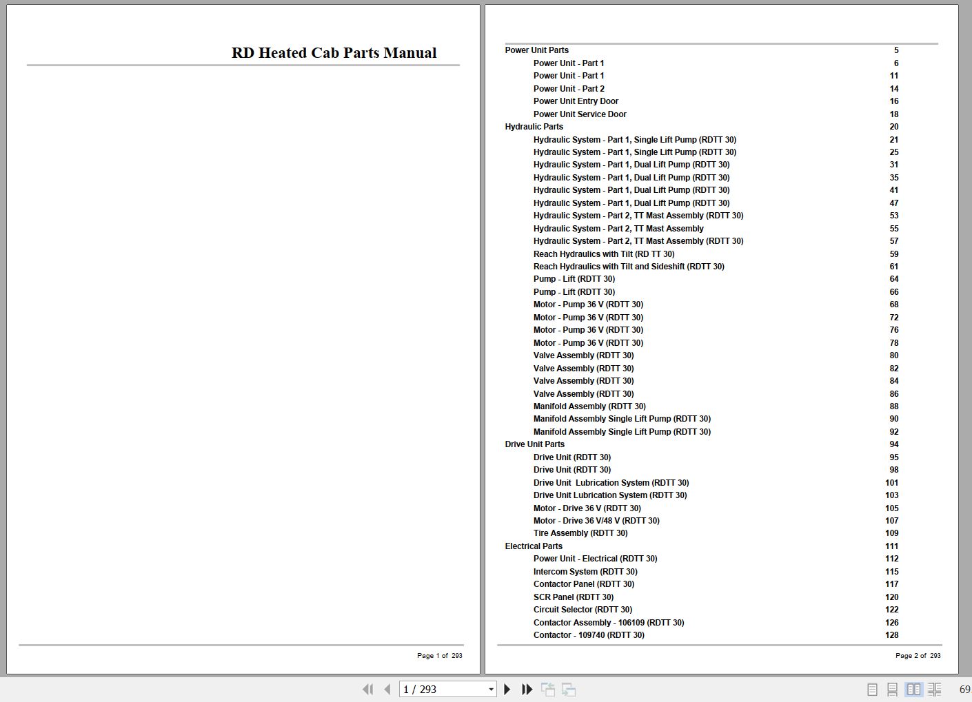 Crown Forklift RD Heated Cab Parts Manual 1