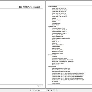 Crown Forklift RD3000 Parts Manual 1