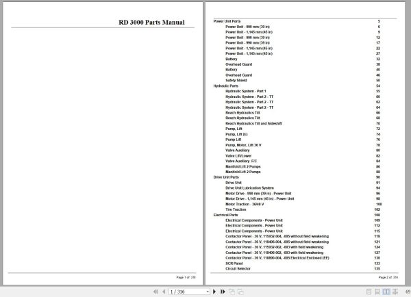 Crown Forklift RD3000 Parts Manual 1