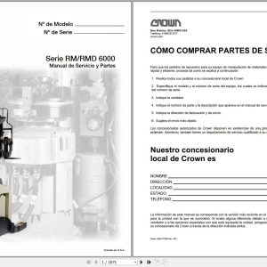 Crown Forklift RM600 RMD6000 Series Service and Parts Manual ES 1