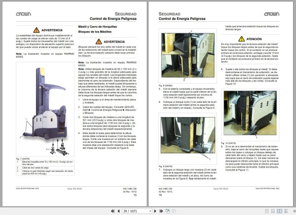 Crown Forklift RM600 RMD6000 Series Service and Parts Manual ES 2