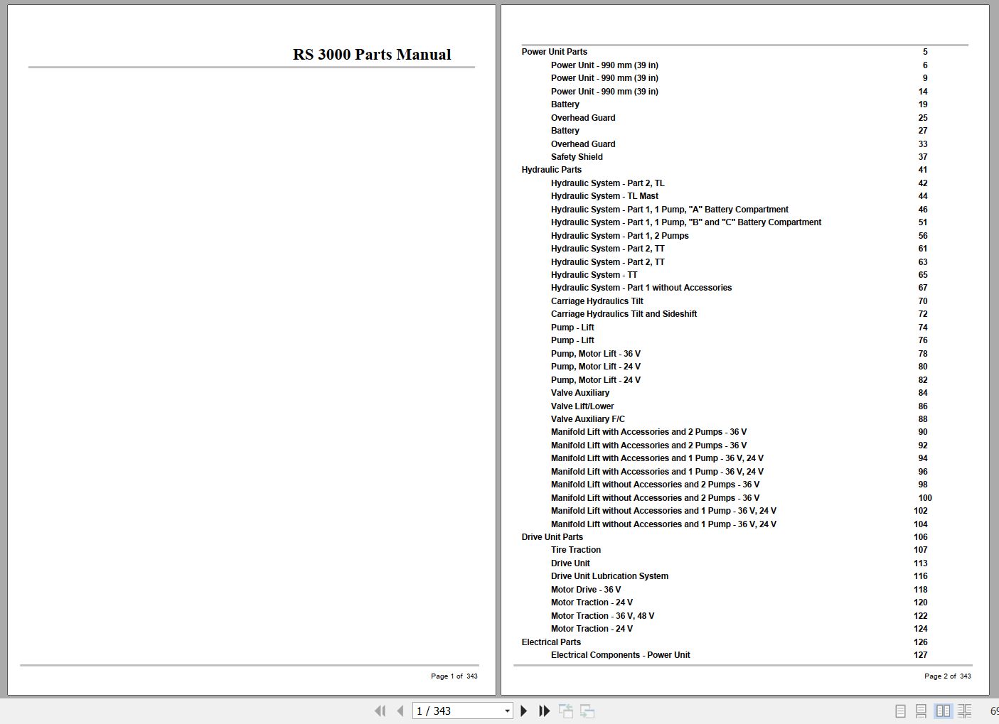 Crown Forklift RS3000 Parts Manual 1