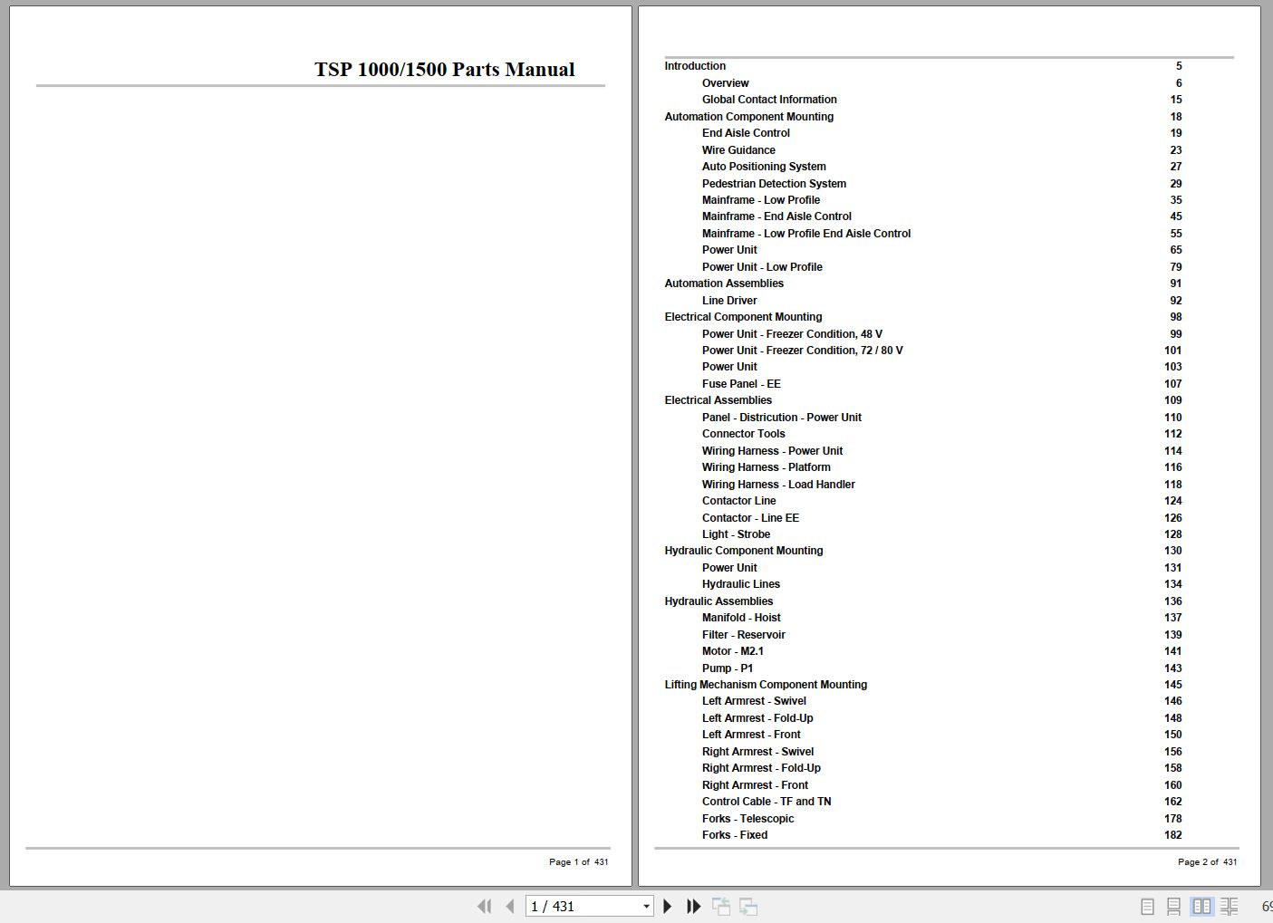 Crown Forklift TSP1000 TSP5000 Parts Manual 1