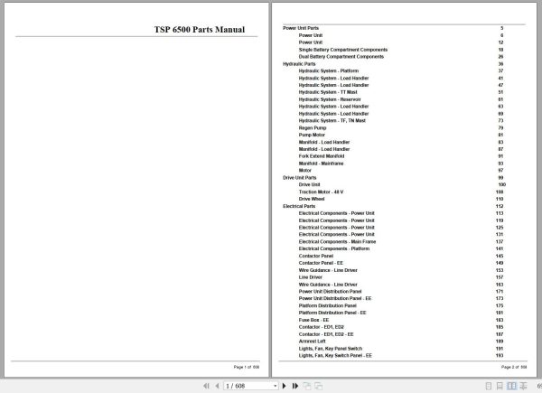 Crown Forklift TSP6500 Parts Manual 1