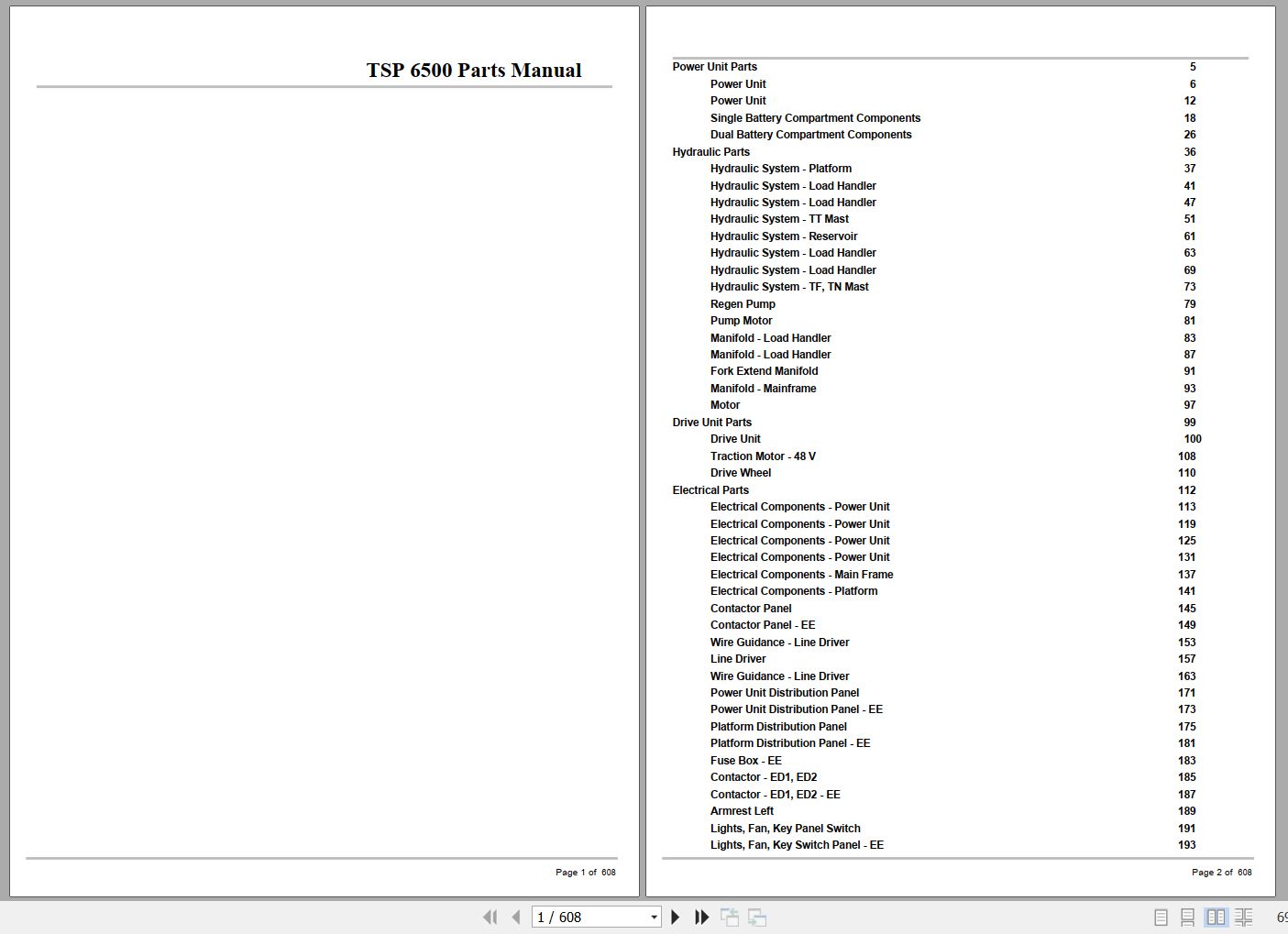 Crown Forklift TSP6500 Parts Manual 1