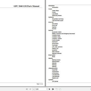 Crown Order Picker GPC2040GM Parts Manual 1