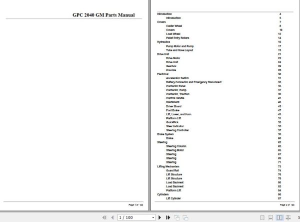 Crown Order Picker GPC2040GM Parts Manual 1