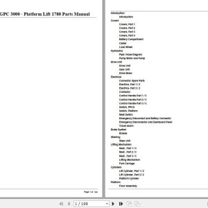 Crown Order Picker GPC3000 Platform Lift 1780 Parts Manual 1