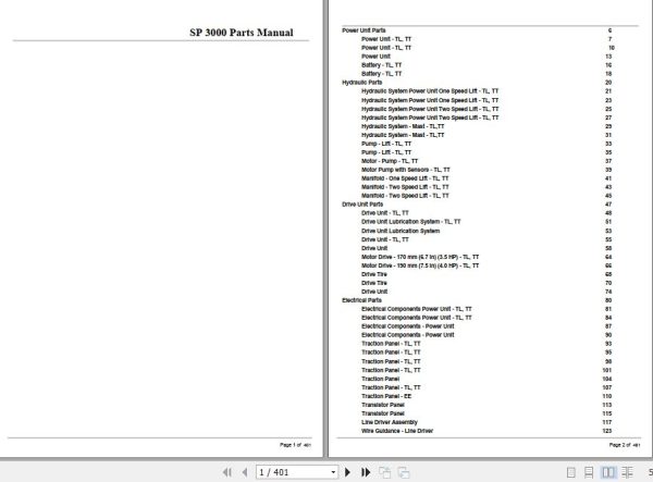 Crown Order Picker SP3000 Parts Manual 1