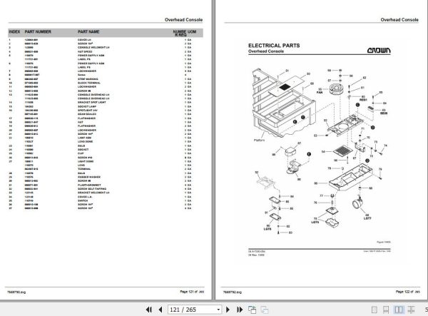 Crown Order Picker SP3470 4 Wheel Parts Manual 2