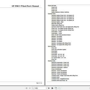 Crown Order Picker SP3500 3 Wheel Parts Manual 1
