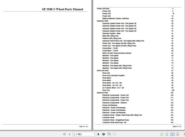 Crown Order Picker SP3500 3 Wheel Parts Manual 1