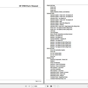 Crown Order Picker SP3500 Parts Manual 1