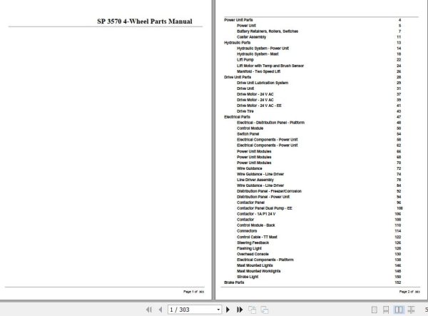 Crown Order Picker SP3570 4 Wheel Parts Manual 1