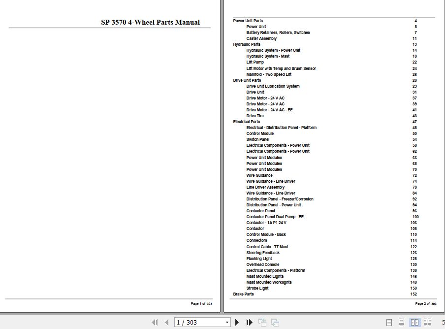 Crown Order Picker SP3570 4 Wheel Parts Manual 1