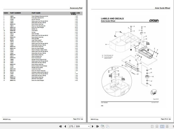 Crown Order Picker SP3571 SP 3581 Parts Manual 2