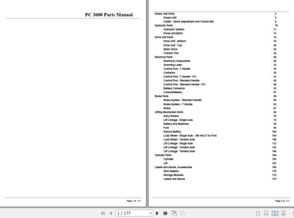 Crown Pallet Truck PC3600 Parts Manual 1