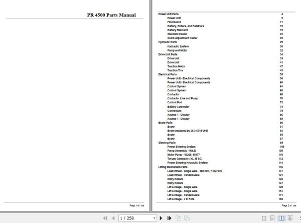Crown Pallet Truck PR4500 Parts Manual 1