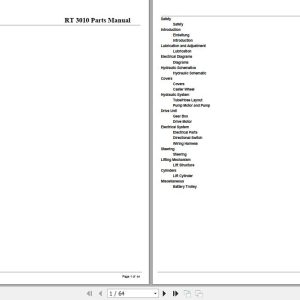 Crown Pallet Truck RT3010 Parts Manual 1