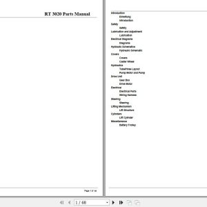 Crown Pallet Truck RT3020 Parts Manual 1