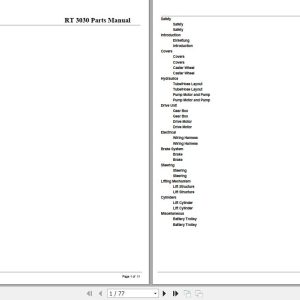 Crown Pallet Truck RT3030 Parts Manual 1