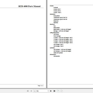 Crown Pallet Truck RTD4000 Parts Manual 1