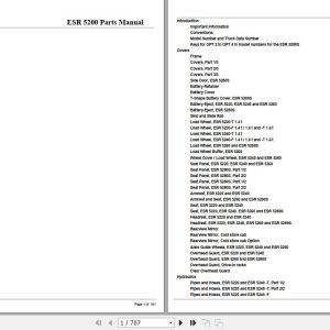 Crown Reach Truck ESR 5200 Parts Manual 1