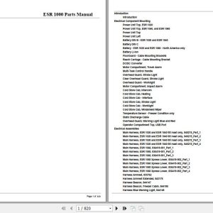 Crown Reach Truck ESR1000 Parts Manual 1