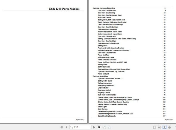 Crown Reach Truck ESR1200 Parts Manual 1