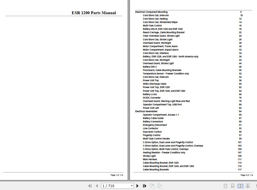 Crown Reach Truck ESR1200 Parts Manual 1