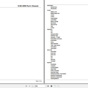 Crown Reach Truck ESR4000 Parts Manual 1