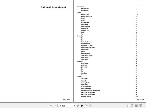 Crown Reach Truck ESR4000 Parts Manual 1