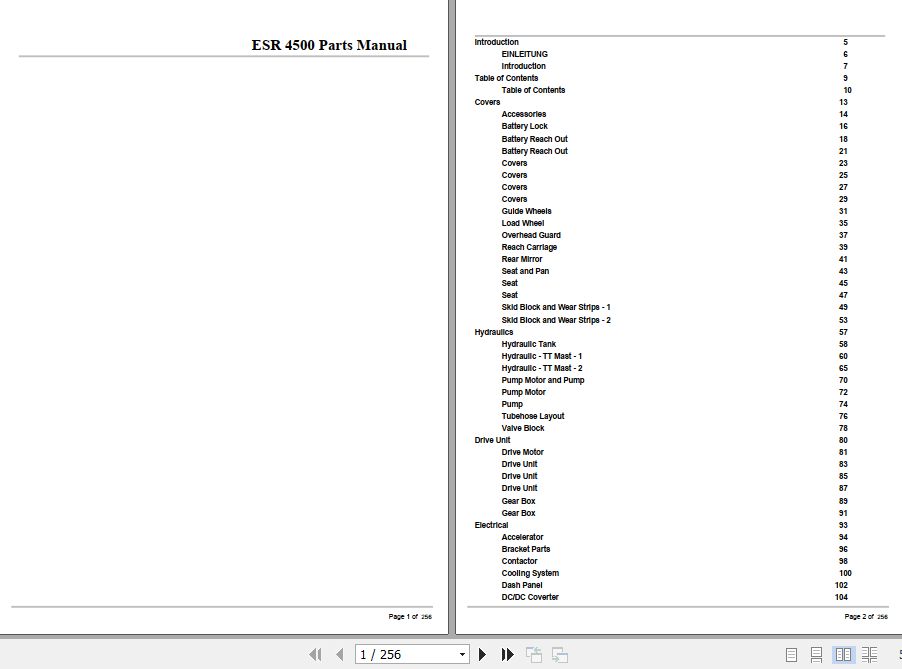 Crown Reach Truck ESR4500 Parts Manual 1