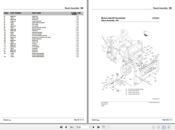Crown Reach Truck RM6000S RMD6000S Parts Manual 2